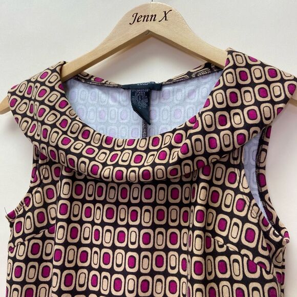 Alyn Paige Boat Neck Sleeveless A-line Dress Size S Geometric Multicolor - Picture 4 of 7